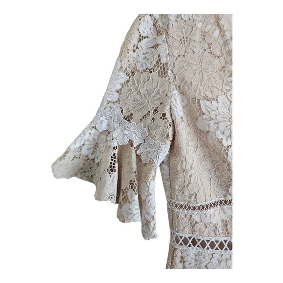 SAYLOR Women’s S Maggy Dress Ivory Beige Floral Lace Bridal Shower Wedding Lined - Picture 5 of 10